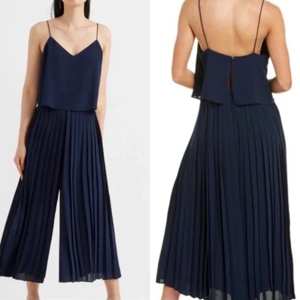 -Club Monaco Navy Pleated Jumpsuit Pantalons 00 NWT